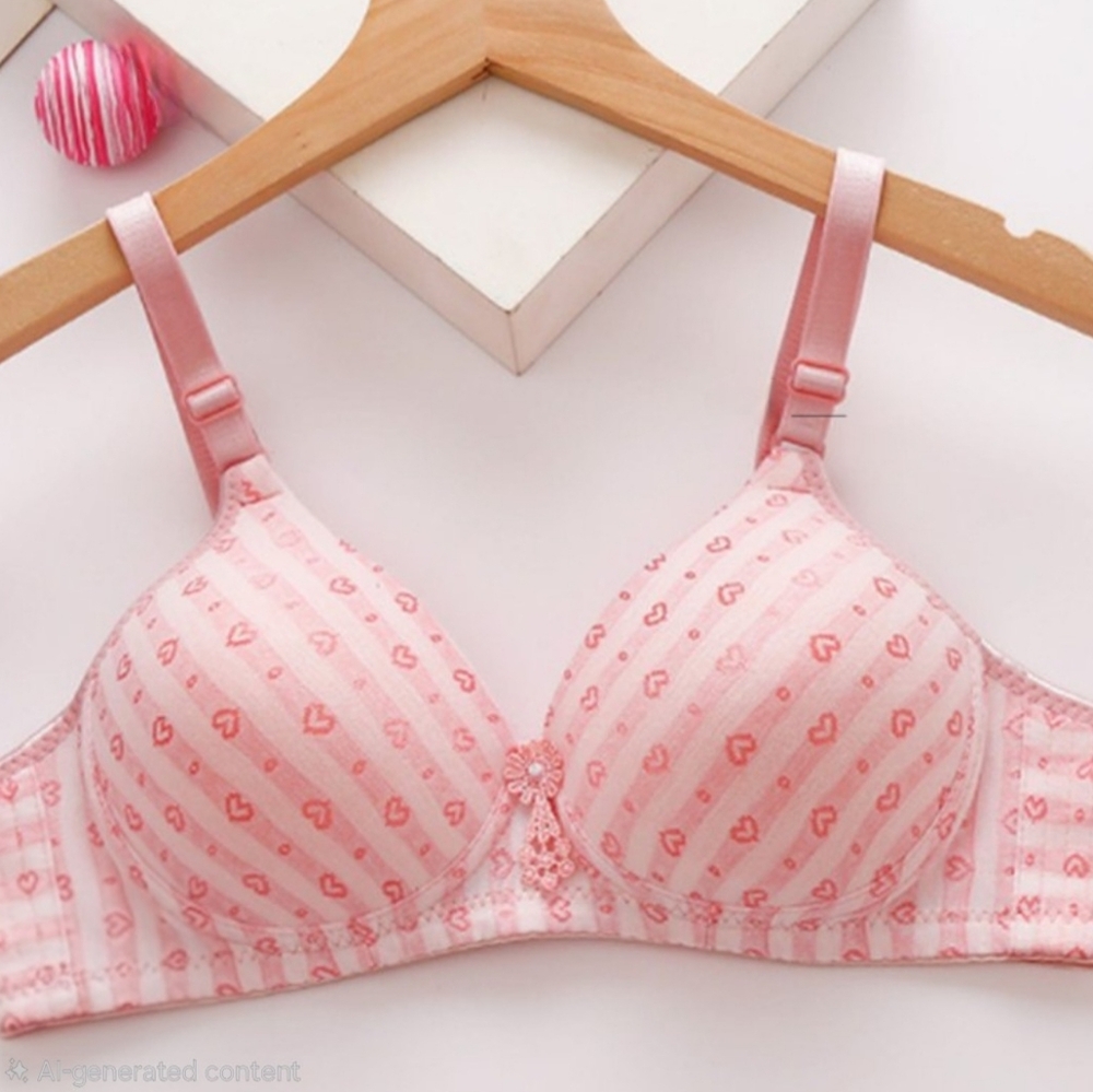 Pink Heart Floral Rhinestone Embellished Push Up Bra Size Medium 34C 36A… - Picture 1 of 10